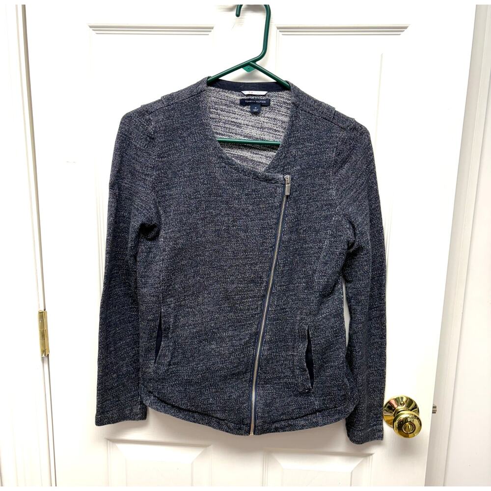 Tommy Hilfiger Jacket Athluxe Sweatshirt Cropped, Zip, Navy, Women's Size M